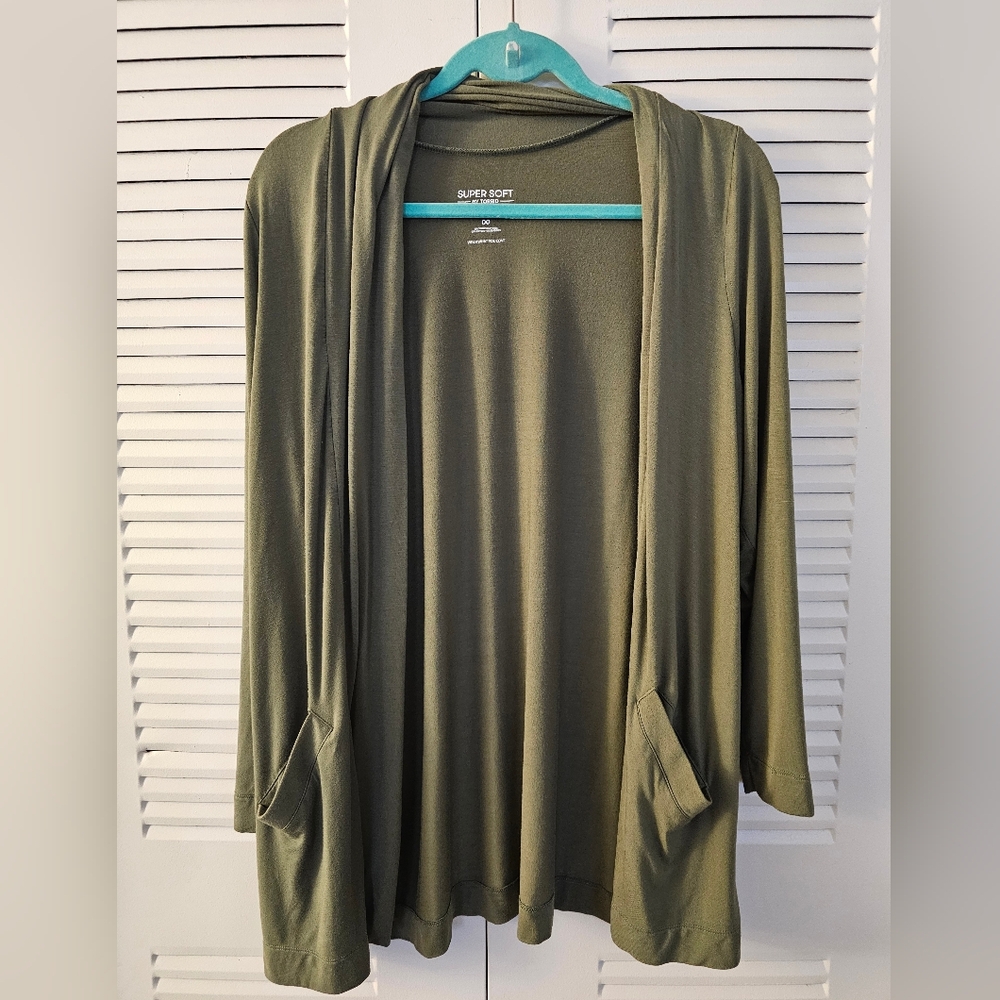 torrid Olive Green Open Front Cardigan - Size 00